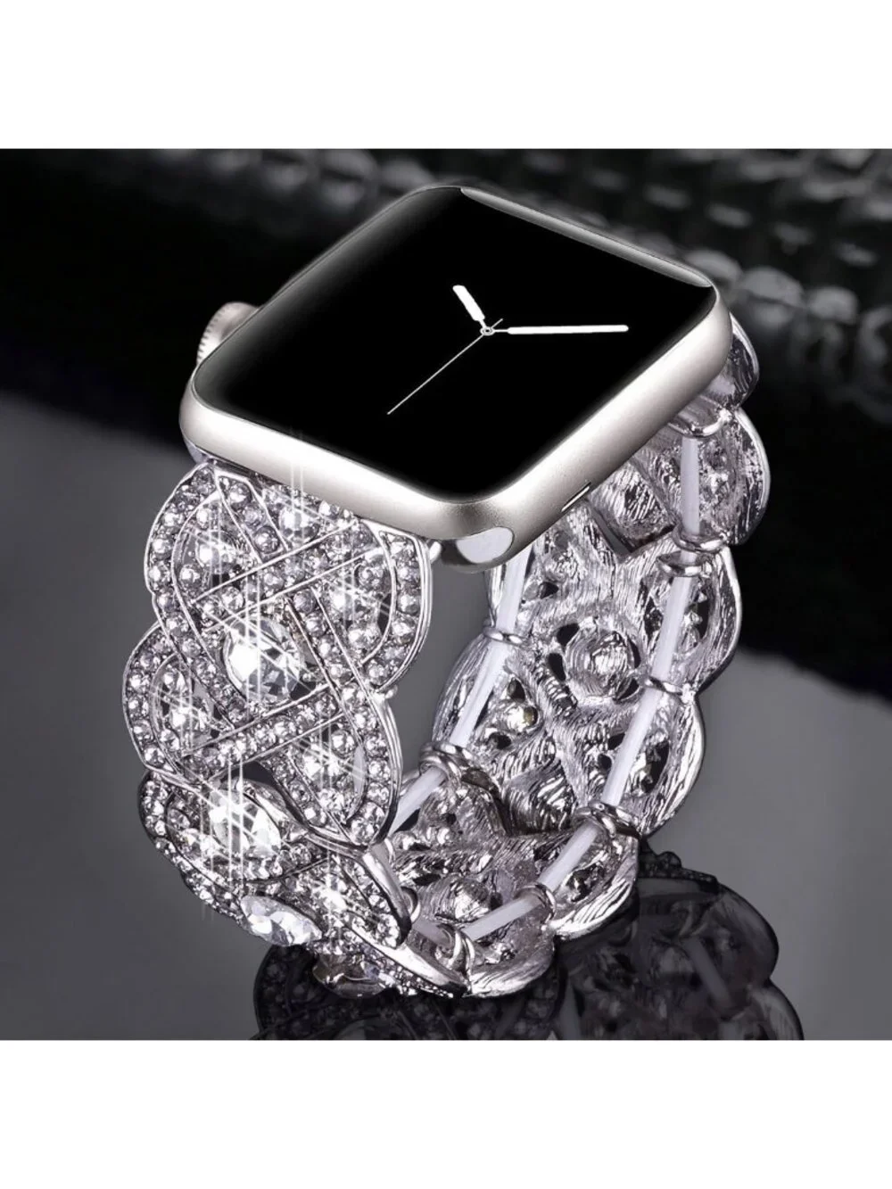 Sparkling Rhinestone Apple Watch Band, Stainless Steel Bracelet for 38mm-49mm